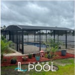 Fiberglass pool, 26 ft x 12 ft, includes pavers deck and screen enclosure