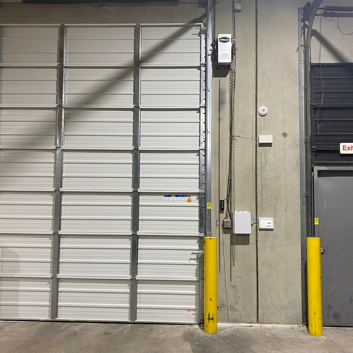 Alarm system touchpanel and sensors on these doors and walls.