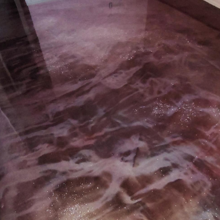 Pink galaxy metallic resin floor