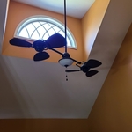 Fan and light combo suspended in air