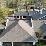 Aerial view of completed roof through our drone.