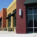Contemporary Patio - Red Long Wall Sconces On Building