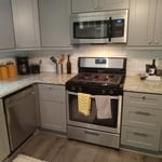New cabinets, tiled backsplash