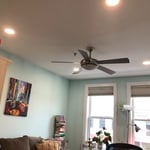 (4) recessed lights and a ceiling fan installed