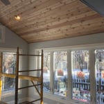 Cedar cathedral ceiling 4 season room