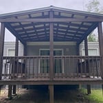 The homeowner chose a beautiful rustic inspired stain color. This gave the outdoor space a wonderful facelift.