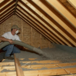 The process of blowing in Cellulose Blown-in Insulation to attic area