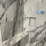 Gainsville curbless shower with bench