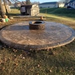 Stamped fire ring and sitting area