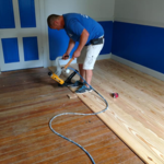 Installation of the pine floor