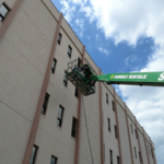 Painting on a boom lift