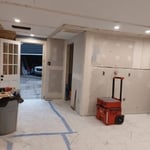 Added a wall. Prep for cabinets.