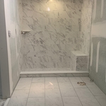 Bathroom shower and floor tiled