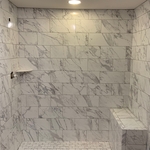 Bathroom shower and floor tiled