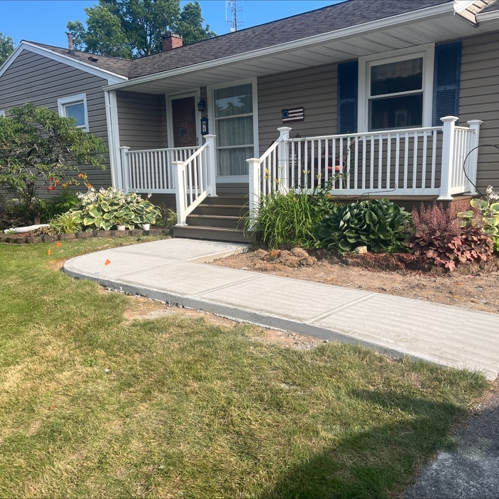 Brushed gray concrete sidewalk