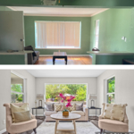 Before and After transformation of the front Living Room Area