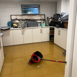 A flooded house from hurricane Helene. Cat 3 water loss