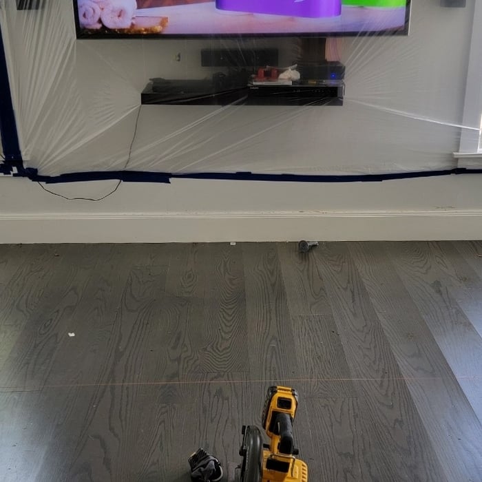 Water damage repair/refinish/change color stain