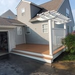 Fiberon Good life Cabin Deck, Superior Vinyl Railing and Pergola and Privacy Lattice