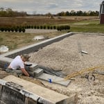Finishing up the u-cara wall, since the back yard was sloped we needed to install a raise patio