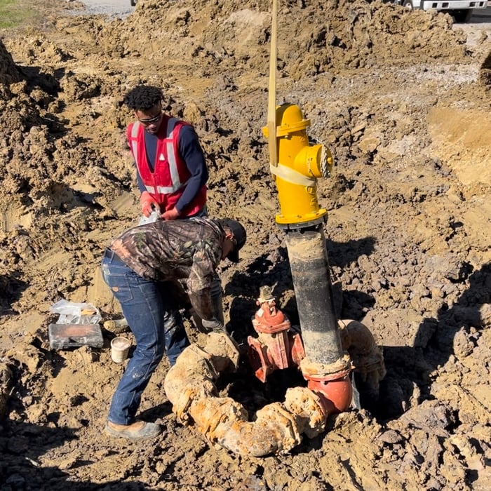 Fire hydrant installation.