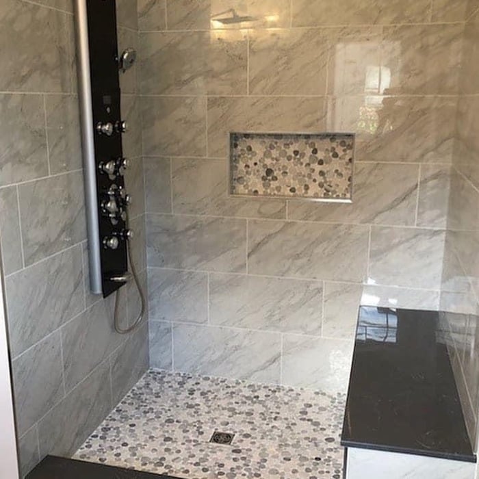 Shower with badge