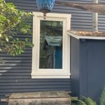 Replaced existing rotting wood sash window with energy efficient egress complaint casement window. Ojai, CA