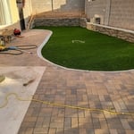 Extended concrete patio. 10×10
Extended living space with pavers
Installed 2' retaining wall around perimeter. 3' retaining wall at the back wall.