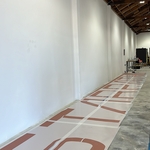 Company logo painted in warehouse