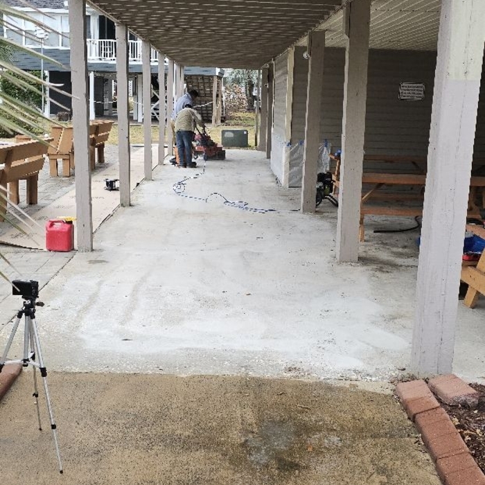 Shufleboard In pre-installed concrete