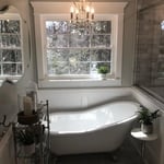 Luxury Bathroom Renovation with Free-Standing Clawfoot Tub & Chandelier