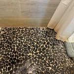 Stained Shower Walls & Floor Before Cleaning
