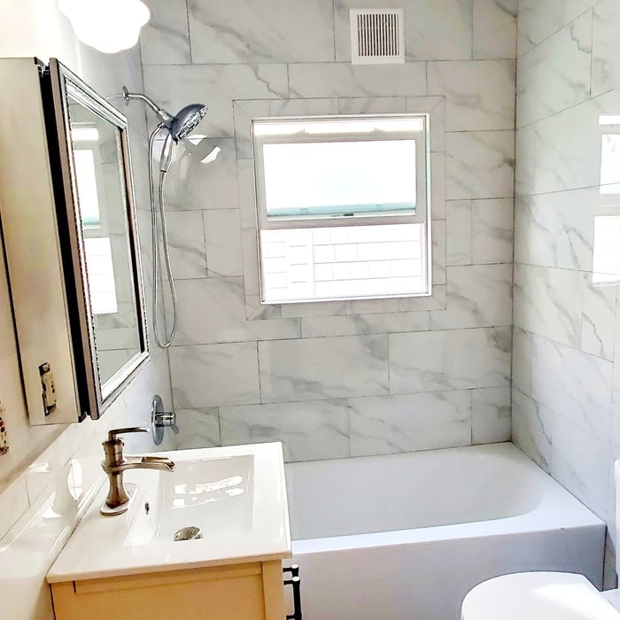 Tile shower and tub surround