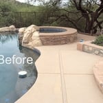 Before power washing floor and applying fresh coat of pool deck product.