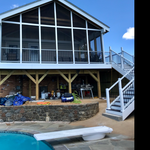 Poo lover look deck and open rafter covered screened in deck/roof combo