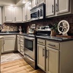 Painted cabinets.