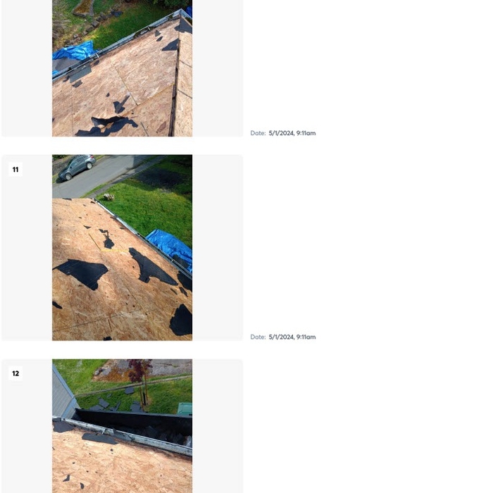 after tearing off of original roofing- water damage noticed around eaves