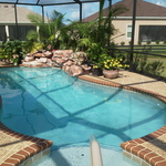Freeform rock waterfall pool