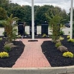 Easy to maintain plantings and fresh mulch