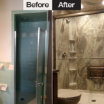 Before and after shower.