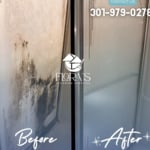 Before an after moldy bathroom door.