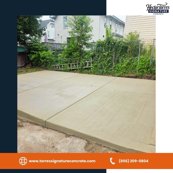 Freshly poured concrete pad