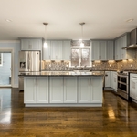 Kitchen backsplash and wide ok hardwood floors