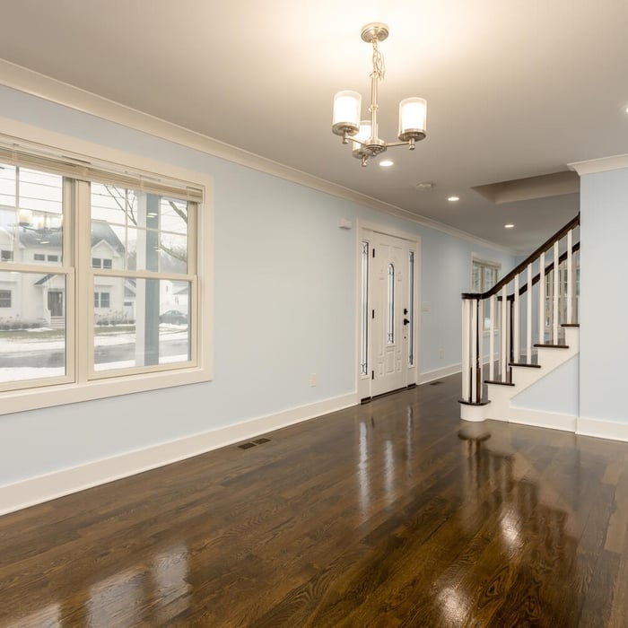 Wide oak dining room