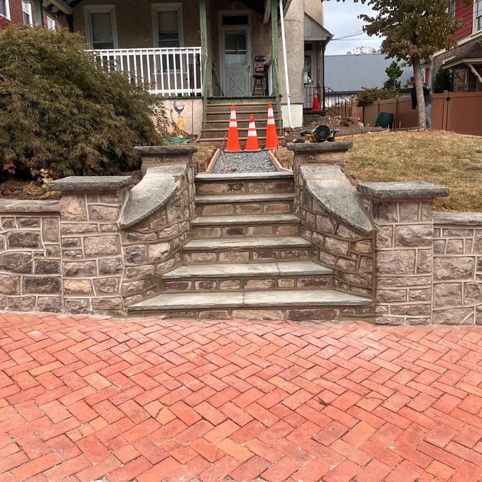 Repointed stairs and walls.