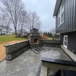 Patio and retaining wall