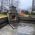 Patio and retaining wall
