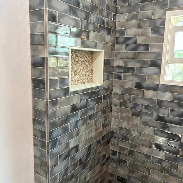 Rustic blue tile shower