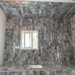 Rustic blue tile shower