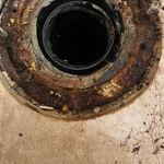 Badly rusted toilet flange